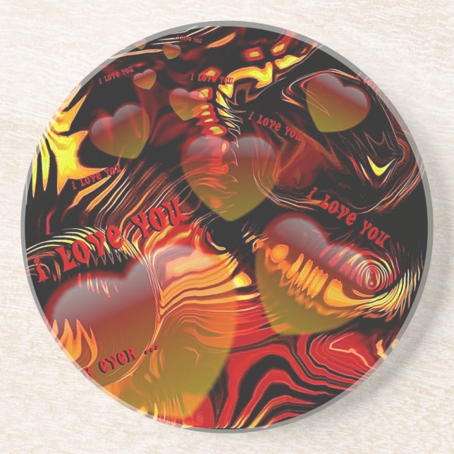 i love you hearts sandstone coaster (Front)