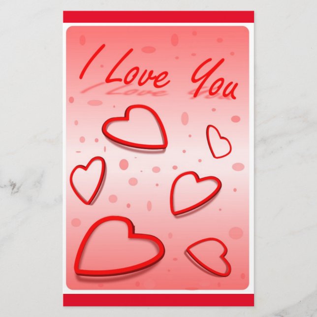 "I LOVE YOU" HEARTS STATIONERY (Front)