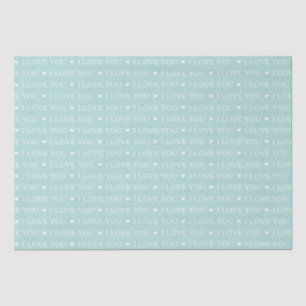 I Love You Hearts Typography Mint Green Tissue Paper