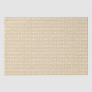 I Love You Hearts Typography Pale Gold Tissue Paper