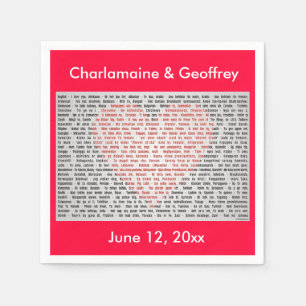 I Love You in 100 Languages Red Heart paper napkin