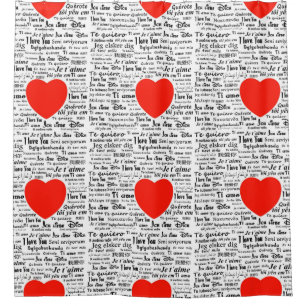 I love you in all the languages shower curtain