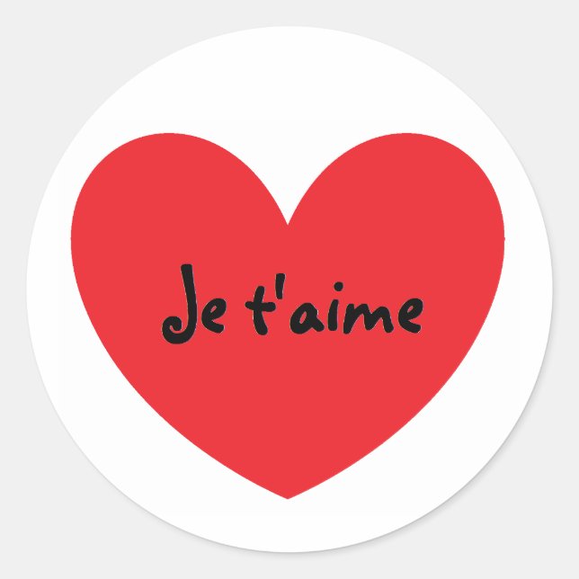 "I Love You" in French Stickers (Front)