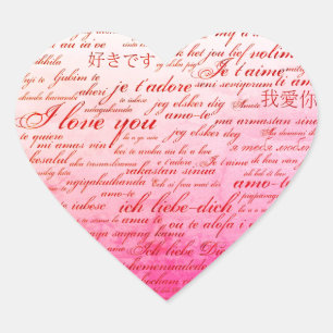 I Love You In Many Languages Heart Sticker