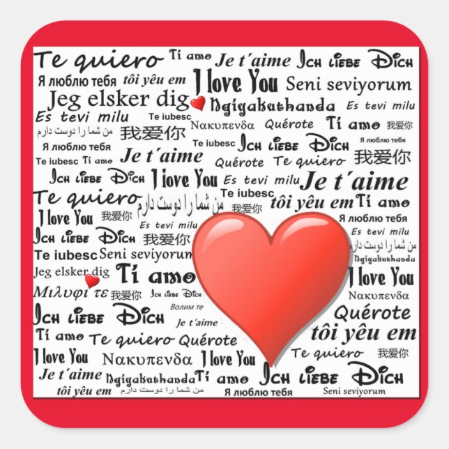 I Love You in Many Languages Square Sticker (Front)