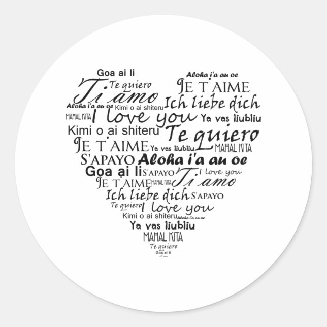 I love you in other languages 5 classic round sticker (Front)