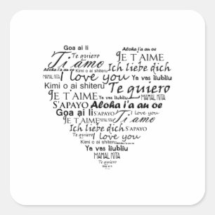 I love you in other languages 5 square sticker