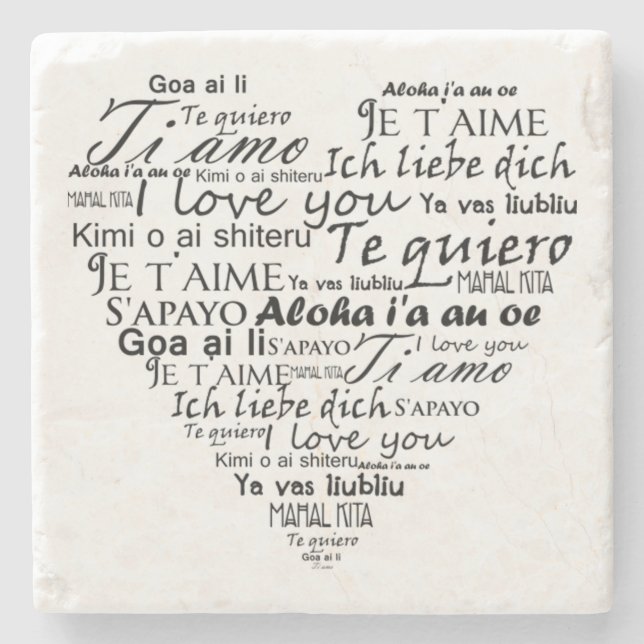 I love you in other languages 5 stone coaster (Front)