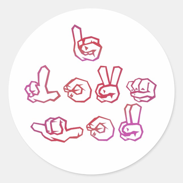 I love you in sign language classic round sticker (Front)
