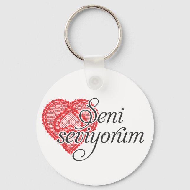 I love you in Turkish - Seni seviyorum Key Ring (Front)