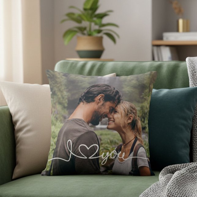 I Love You in White Script with Heart Custom Cushion (Creator Uploaded)
