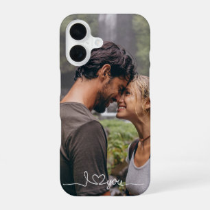 I Love You in White Script with Heart Custom iPhone 16 Case