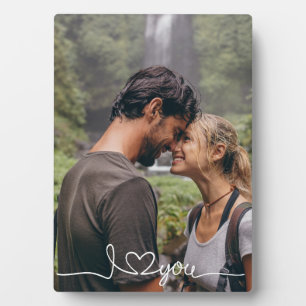 I Love You in White Script with Heart Custom Plaque