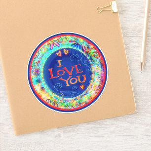 I Love You Inspirivity Fun Blue Trendy Floral