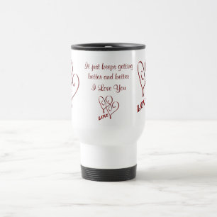 I Love You Intertwined Red Hearts Travel Mug