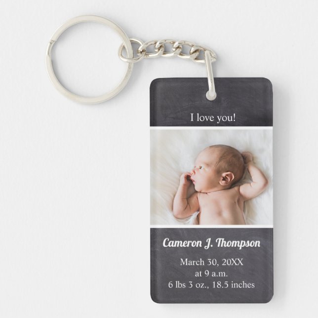 I Love you Introducing baby photo birth Key Ring (Front)