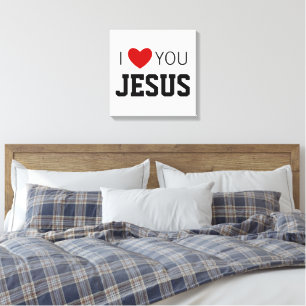 I love You Jesus Modern Christian Faith Heart Canvas Print