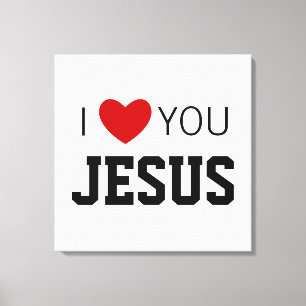 I love You Jesus   Modern Christian Faith Heart Canvas Print