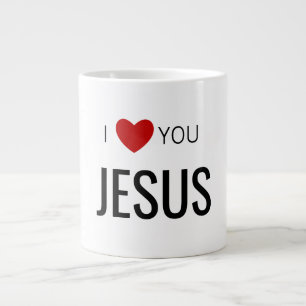 I love You Jesus   Modern Christian Faith Heart Large Coffee Mug