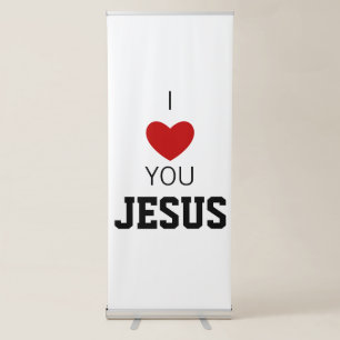 I love You Jesus   Modern Christian Faith Heart Retractable Banner
