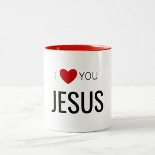 I love You Jesus   Modern Christian Faith Heart Two-Tone Coffee Mug