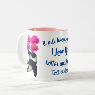 I Love You Juggling Panda Flower Personalised Two-Tone Coffee Mug