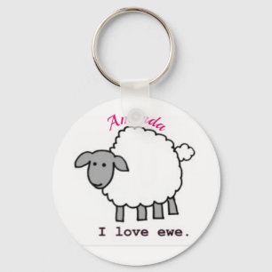 i love you Key Chain cute Custom Sheep
