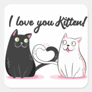 I Love You Kitten Square Sticker