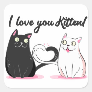 I Love You Kitten Square Sticker