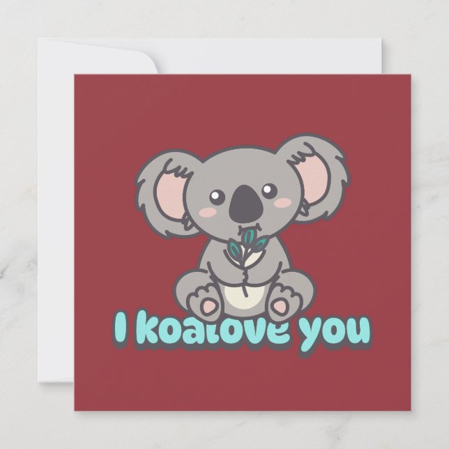 I love you Koala bear pun Holiday Card (Front)