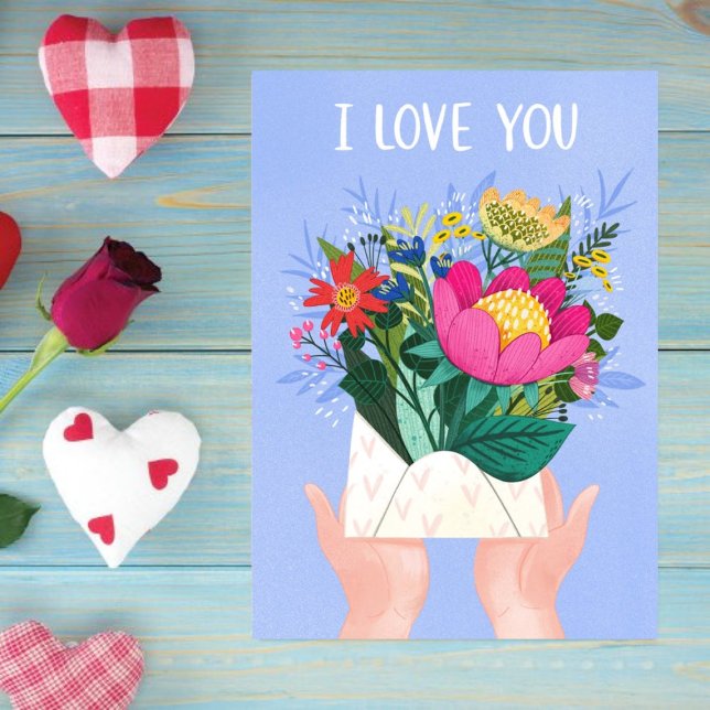 I love you l Cute Flower Envelope Valentine Holiday Card (Creator Uploaded)