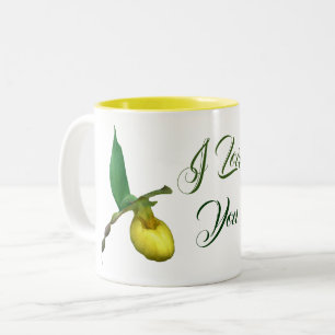 I Love You Lady Slipper Flower  Two-Tone Coffee Mug