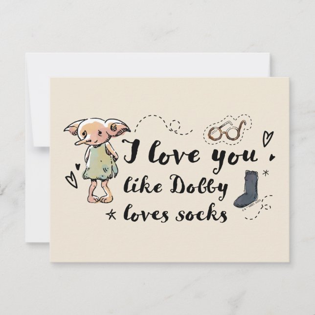 I Love You Like Dobby Loves Socks Card (Front)