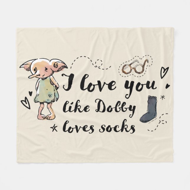 I Love You Like Dobby Loves Socks Fleece Blanket (Front (Horizontal))