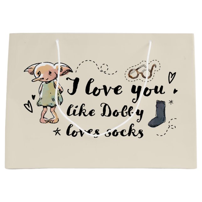 I Love You Like Dobby Loves Socks Large Gift Bag (Front)