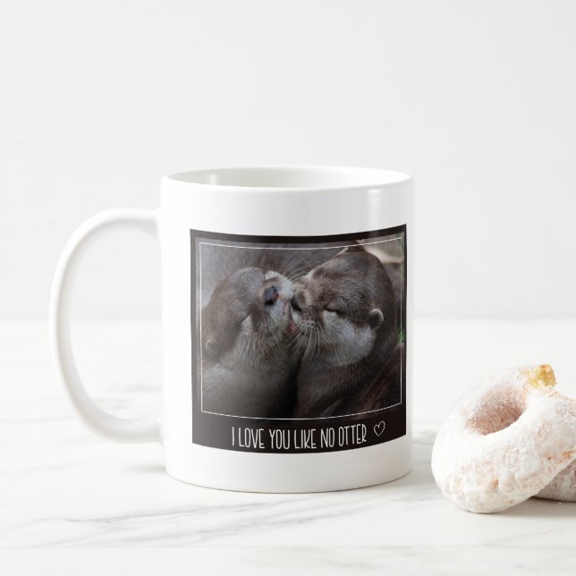 I Love You Like No Otter Cute Photo Coffee Mug (With Donut)