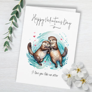 I Love You Like No Otter Pun Valentine's Day Card