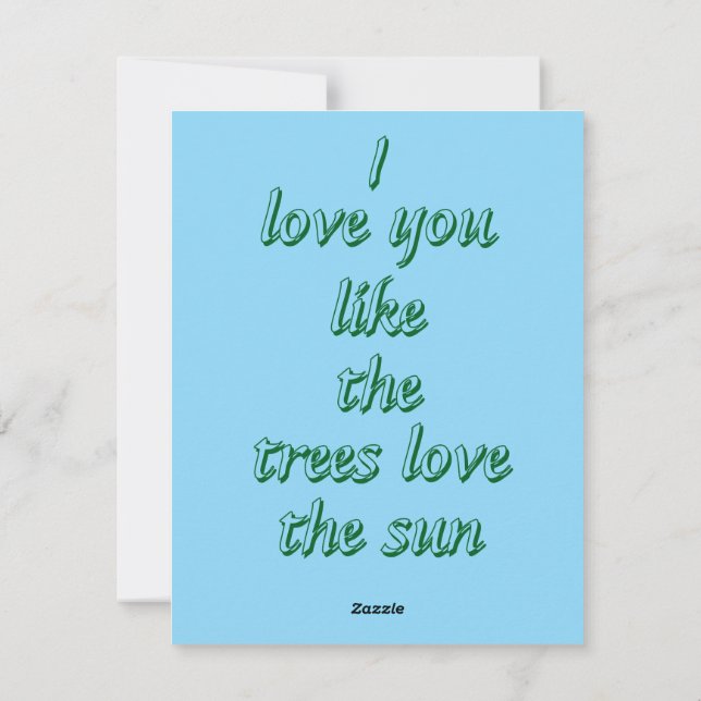 I love you like the trees love the sun holiday card (Back)