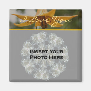 I Love You Lily Flower Personalised Photo  Magnet