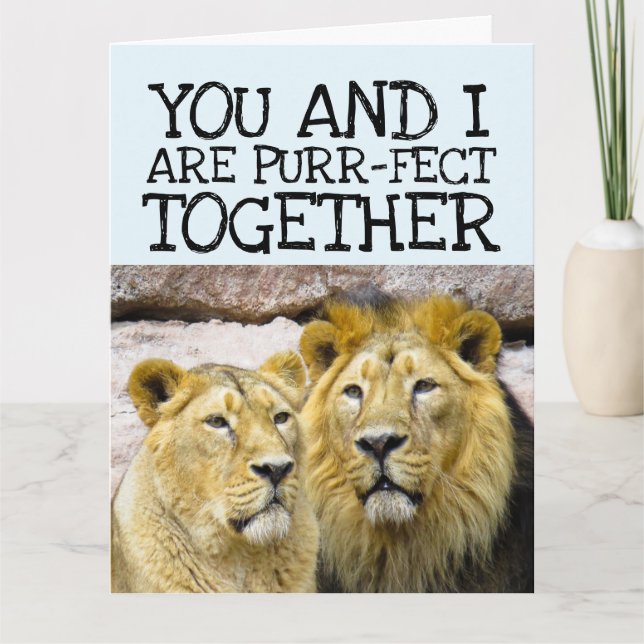 I LOVE YOU LION COUPLE ROMANTIC BIG CARDS (Front)