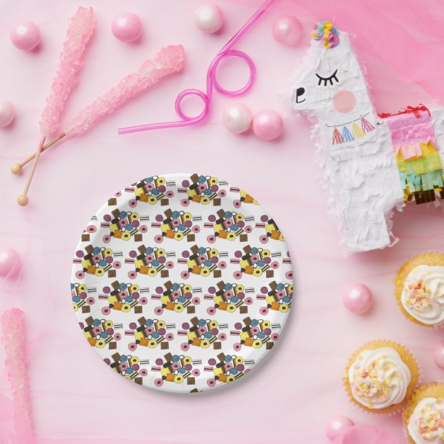 I Love You Liquorice Allsorts Valentine's Day Cand Paper Plate (Party)