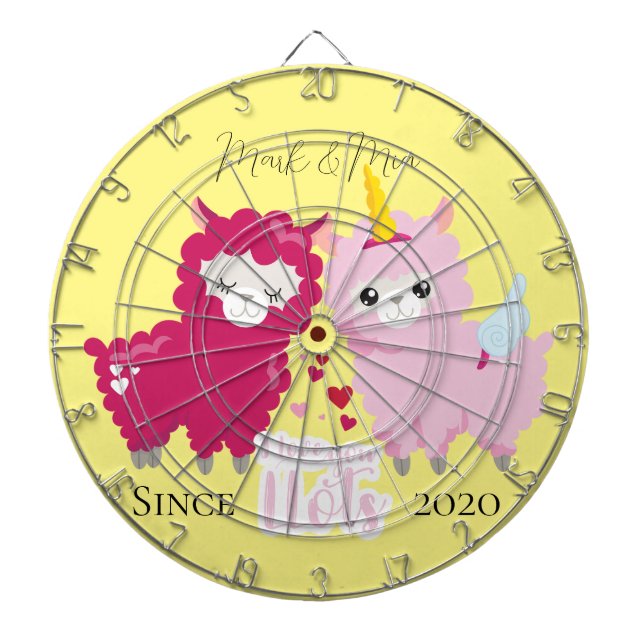 I Love You Llots Llama Customised Gift Him Her     Dartboard (Front)