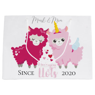 I Love You Llots Llama Customised Gift Him Her    Large Gift Bag