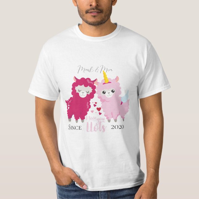 I Love You Llots Llama Customised Gift Him Her     T-Shirt (Front)