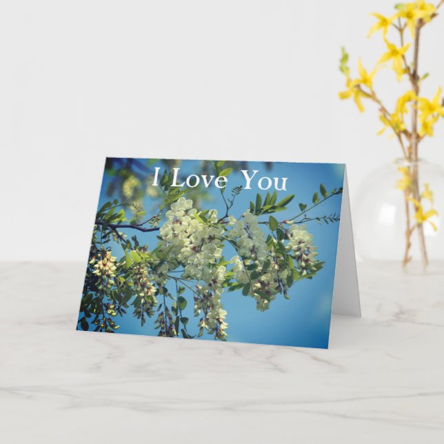 I Love You Locust Blossoms Personalised Card (Yellow Flower)
