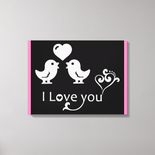 "I LOVE YOU" LOVEBIRDS CANVAS PRINT