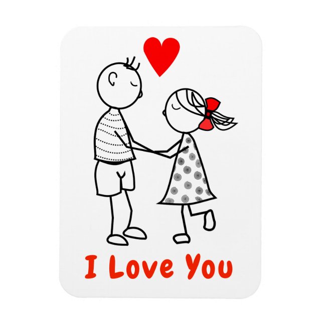 I Love You Magnet - Cute Couple (Vertical)