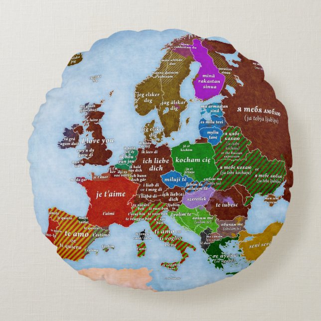 I Love You Map Round Pillow (Front)