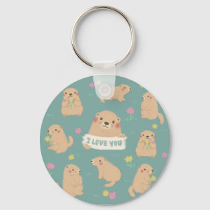 I Love You, Marmots Illustration Key Ring