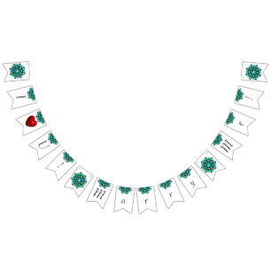 I Love You! Marry Me! Mandala in aqua Bunting